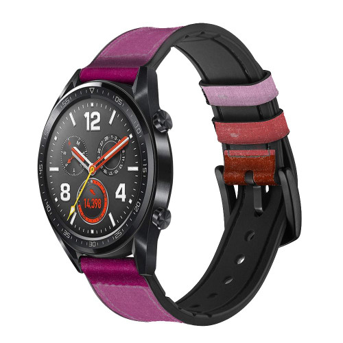 CA0768 LGBT Lesbian Flag Correa de reloj inteligente de silicona y cuero para Wristwatch Smartwatch