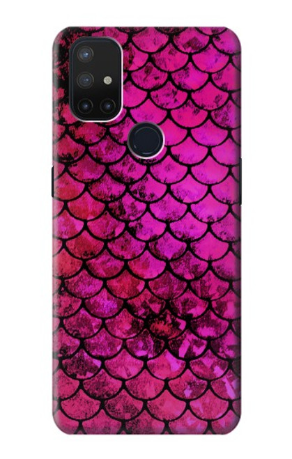 W3051 Pink Mermaid Fish Scale Funda Carcasa Case y Caso Del Tirón Funda para OnePlus Nord N10 5G