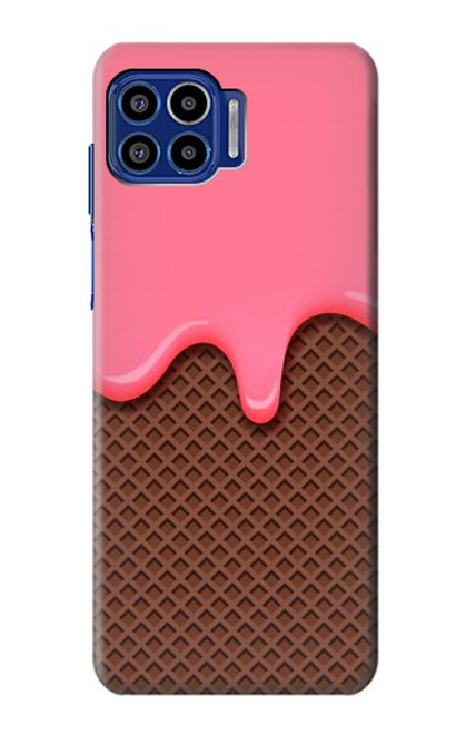 W3754 Strawberry Ice Cream Cone Funda Carcasa Case y Caso Del Tirón Funda para Motorola One 5G