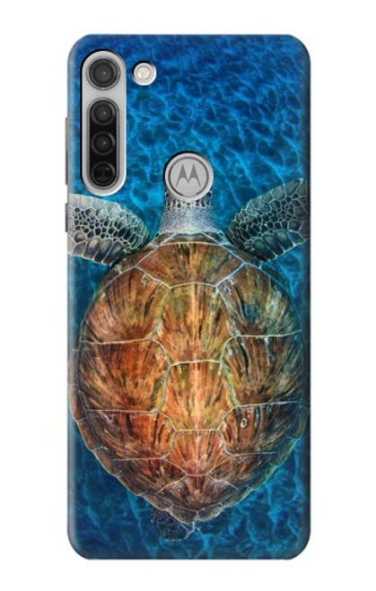 W1249 Blue Sea Turtle Funda Carcasa Case y Caso Del Tirón Funda para Motorola Moto G8