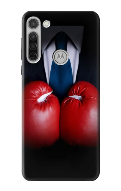 W2261 Businessman Black Suit With Boxing Gloves Funda Carcasa Case y Caso Del Tirón Funda para Motorola Moto G8