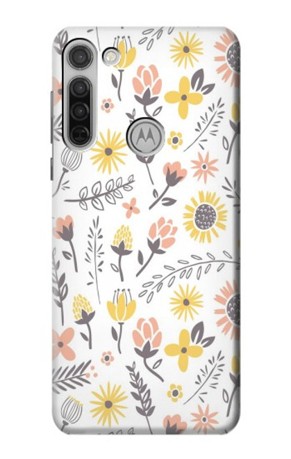 W2354 Pastel Flowers Pattern Funda Carcasa Case y Caso Del Tirón Funda para Motorola Moto G8