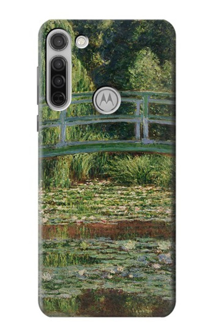 W3674 Claude Monet Footbridge and Water Lily Pool Funda Carcasa Case y Caso Del Tirón Funda para Motorola Moto G8