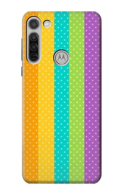 W3678 Colorful Rainbow Vertical Funda Carcasa Case y Caso Del Tirón Funda para Motorola Moto G8