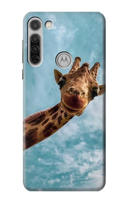 W3680 Cute Smile Giraffe Funda Carcasa Case y Caso Del Tirón Funda para Motorola Moto G8