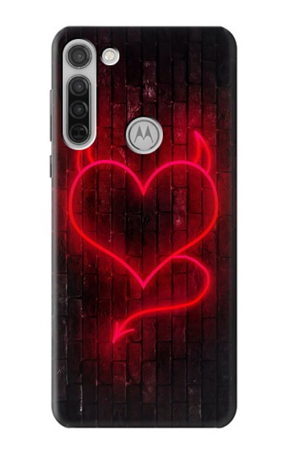 W3682 Devil Heart Funda Carcasa Case y Caso Del Tirón Funda para Motorola Moto G8