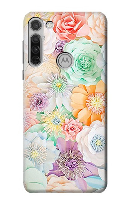 W3705 Pastel Floral Flower Funda Carcasa Case y Caso Del Tirón Funda para Motorola Moto G8