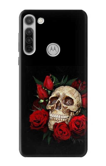 W3753 Dark Gothic Goth Skull Roses Funda Carcasa Case y Caso Del Tirón Funda para Motorola Moto G8
