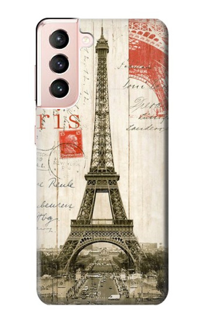 W2108 Eiffel Tower Paris Postcard Funda Carcasa Case y Caso Del Tirón Funda para Samsung Galaxy S21 5G