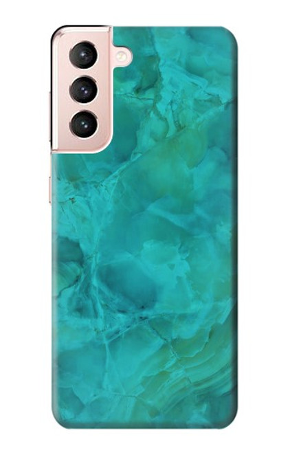 W3147 Aqua Marble Stone Funda Carcasa Case y Caso Del Tirón Funda para Samsung Galaxy S21 5G