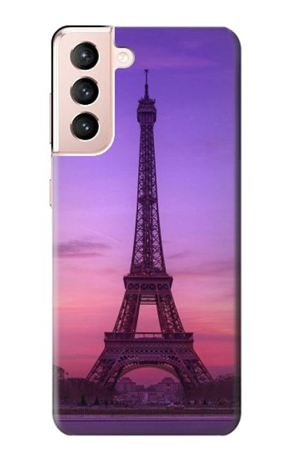 W3447 Eiffel Paris Sunset Funda Carcasa Case y Caso Del Tirón Funda para Samsung Galaxy S21 5G