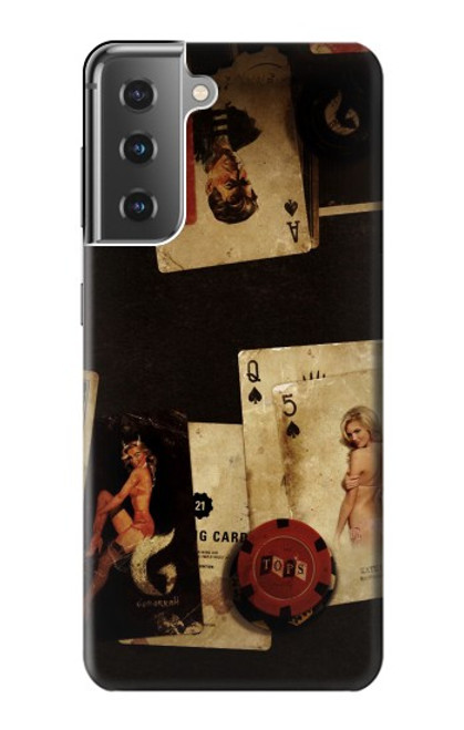 W1069 Old Vintage Sexy Poker Funda Carcasa Case y Caso Del Tirón Funda para Samsung Galaxy S21 Plus 5G, Galaxy S21+ 5G