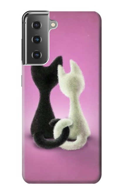 W1832 Love Cat Funda Carcasa Case y Caso Del Tirón Funda para Samsung Galaxy S21 Plus 5G, Galaxy S21+ 5G