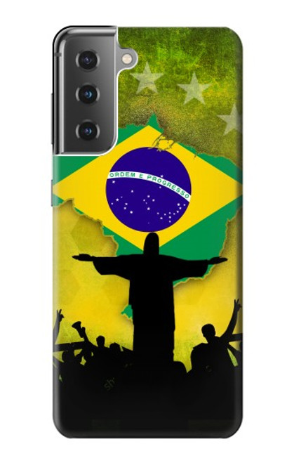 W2981 Brazil Football Soccer Funda Carcasa Case y Caso Del Tirón Funda para Samsung Galaxy S21 Plus 5G, Galaxy S21+ 5G