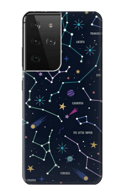 W3220 Star Map Zodiac Constellations Funda Carcasa Case y Caso Del Tirón Funda para Samsung Galaxy S21 Ultra 5G