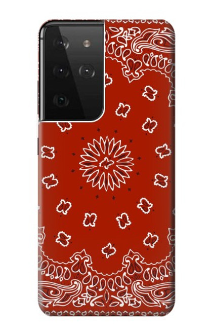 W3355 Bandana Red Pattern Funda Carcasa Case y Caso Del Tirón Funda para Samsung Galaxy S21 Ultra 5G