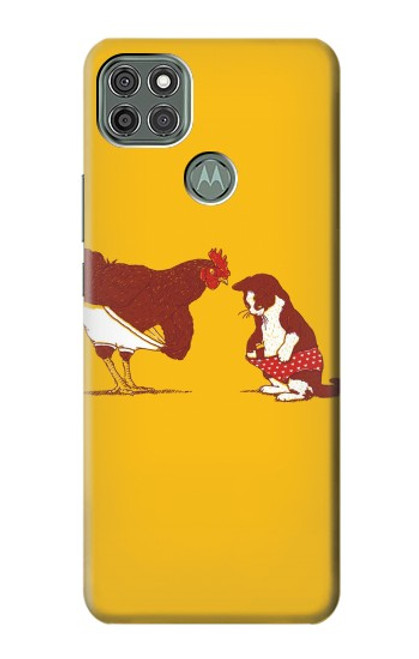 W1093 Rooster and Cat Joke Funda Carcasa Case y Caso Del Tirón Funda para Motorola Moto G9 Power