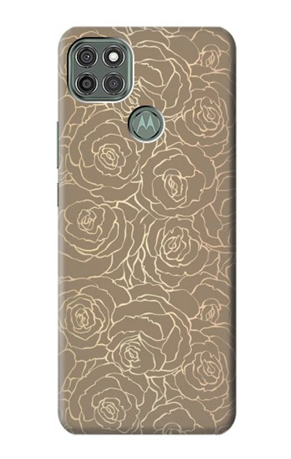 W3466 Gold Rose Pattern Funda Carcasa Case y Caso Del Tirón Funda para Motorola Moto G9 Power