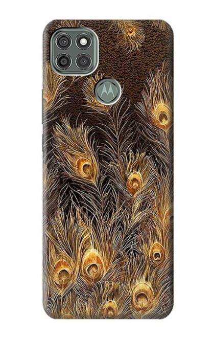 W3691 Gold Peacock Feather Funda Carcasa Case y Caso Del Tirón Funda para Motorola Moto G9 Power