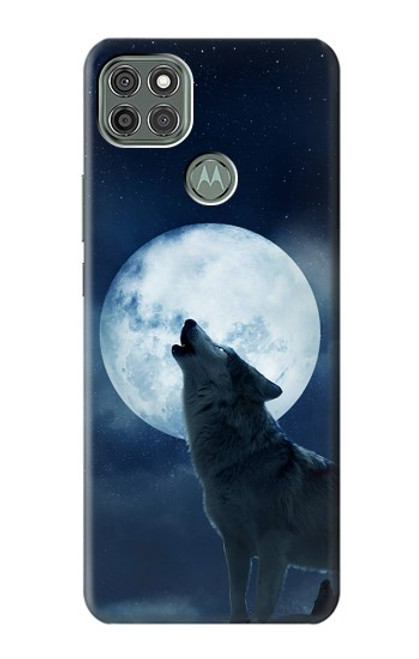W3693 Grim White Wolf Full Moon Funda Carcasa Case y Caso Del Tirón Funda para Motorola Moto G9 Power