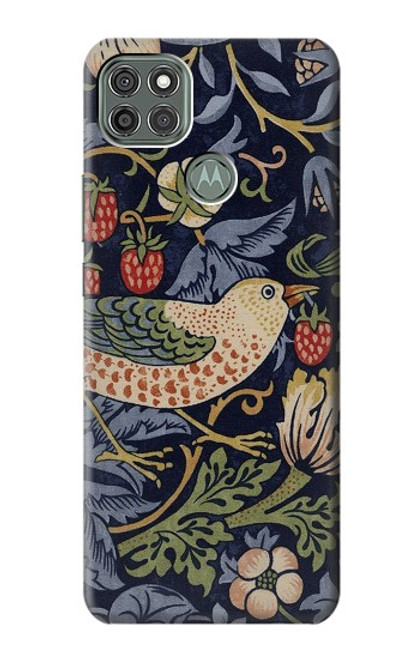 W3791 William Morris Strawberry Thief Fabric Funda Carcasa Case y Caso Del Tirón Funda para Motorola Moto G9 Power