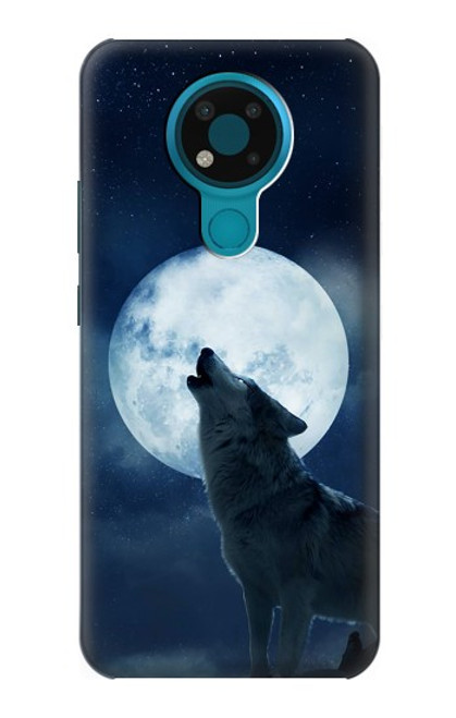 W3693 Grim White Wolf Full Moon Funda Carcasa Case y Caso Del Tirón Funda para Nokia 3.4
