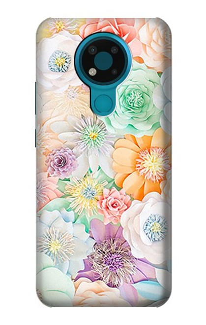 W3705 Pastel Floral Flower Funda Carcasa Case y Caso Del Tirón Funda para Nokia 3.4