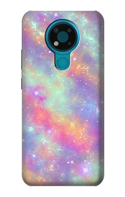W3706 Pastel Rainbow Galaxy Pink Sky Funda Carcasa Case y Caso Del Tirón Funda para Nokia 3.4