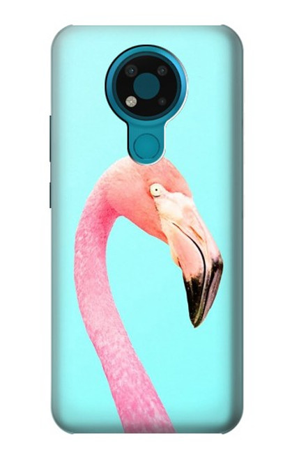 W3708 Pink Flamingo Funda Carcasa Case y Caso Del Tirón Funda para Nokia 3.4