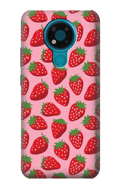 W3719 Strawberry Pattern Funda Carcasa Case y Caso Del Tirón Funda para Nokia 3.4