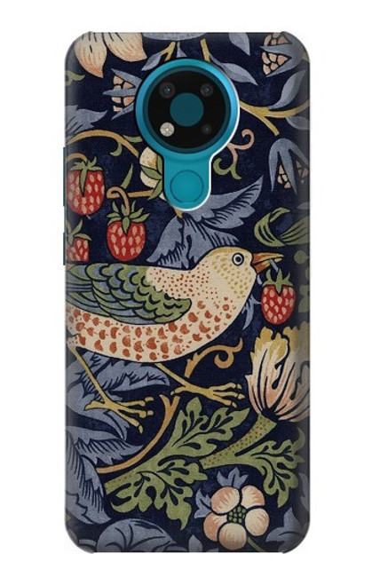 W3791 William Morris Strawberry Thief Fabric Funda Carcasa Case y Caso Del Tirón Funda para Nokia 3.4