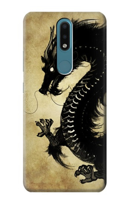 W1482 Black Dragon Painting Funda Carcasa Case y Caso Del Tirón Funda para Nokia 2.4