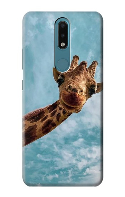 W3680 Cute Smile Giraffe Funda Carcasa Case y Caso Del Tirón Funda para Nokia 2.4