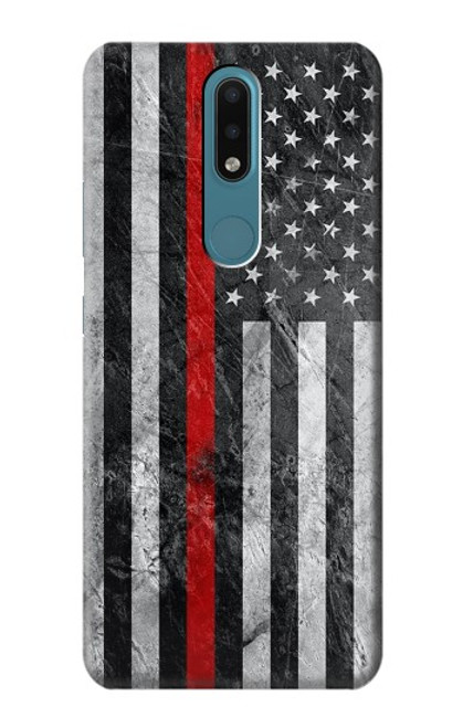 W3687 Firefighter Thin Red Line American Flag Funda Carcasa Case y Caso Del Tirón Funda para Nokia 2.4