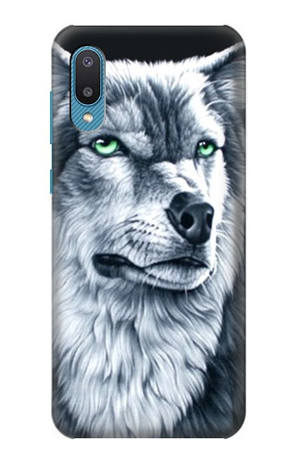W0123 Grim White Wolf Funda Carcasa Case y Caso Del Tirón Funda para Samsung Galaxy A04, Galaxy A02, M02