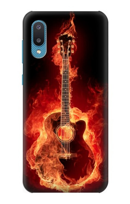 W0415 Fire Guitar Burn Funda Carcasa Case y Caso Del Tirón Funda para Samsung Galaxy A04, Galaxy A02, M02