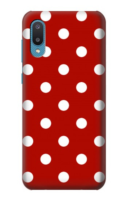 W2951 Red Polka Dots Funda Carcasa Case y Caso Del Tirón Funda para Samsung Galaxy A04, Galaxy A02, M02