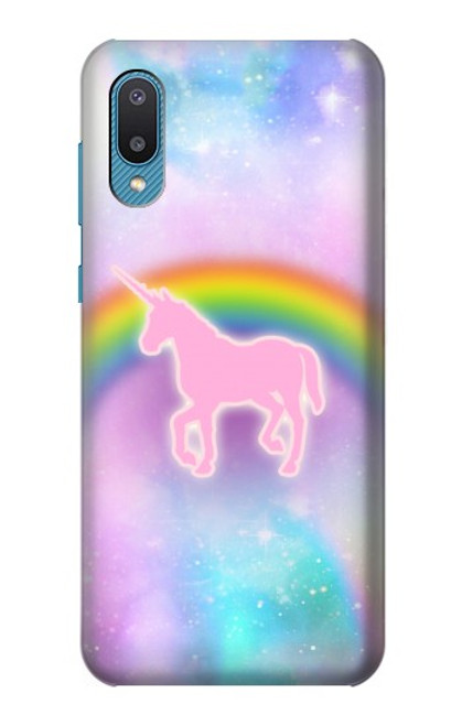 W3070 Rainbow Unicorn Pastel Sky Funda Carcasa Case y Caso Del Tirón Funda para Samsung Galaxy A04, Galaxy A02, M02