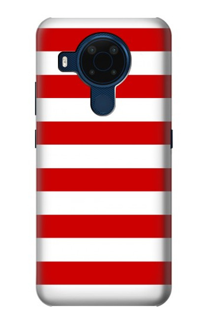 W2364 Red and White Striped Funda Carcasa Case y Caso Del Tirón Funda para Nokia 5.4