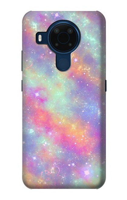 W3706 Pastel Rainbow Galaxy Pink Sky Funda Carcasa Case y Caso Del Tirón Funda para Nokia 5.4