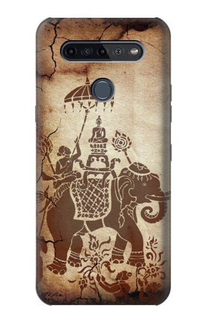 W2102 Thai Art Buddha on Elephant Funda Carcasa Case y Caso Del Tirón Funda para LG K51S