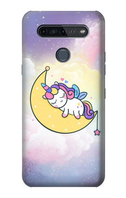 W3485 Cute Unicorn Sleep Funda Carcasa Case y Caso Del Tirón Funda para LG K51S