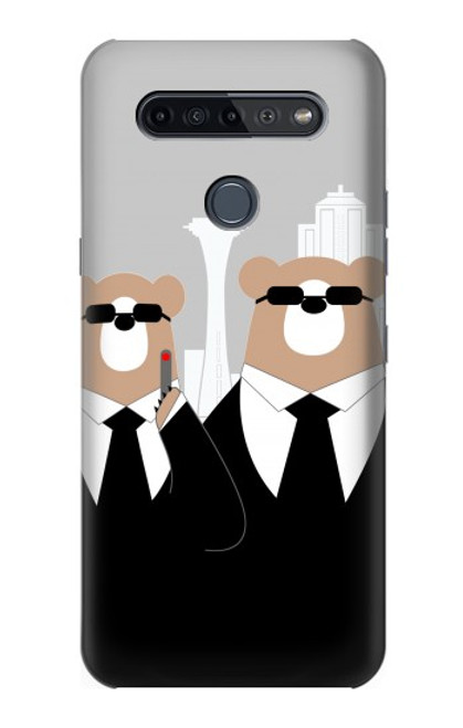 W3557 Bear in Black Suit Funda Carcasa Case y Caso Del Tirón Funda para LG K51S