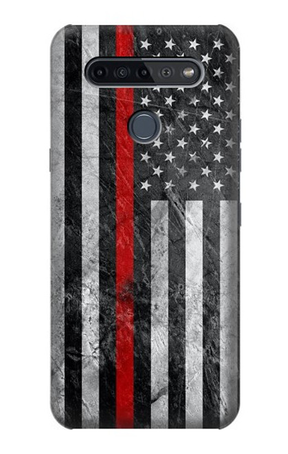 W3687 Firefighter Thin Red Line American Flag Funda Carcasa Case y Caso Del Tirón Funda para LG K51S