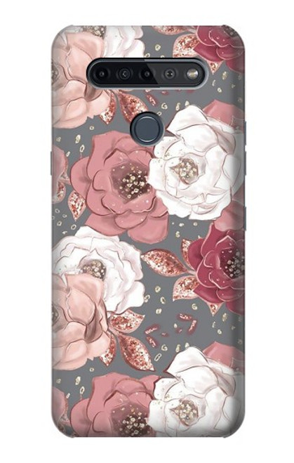 W3716 Rose Floral Pattern Funda Carcasa Case y Caso Del Tirón Funda para LG K51S