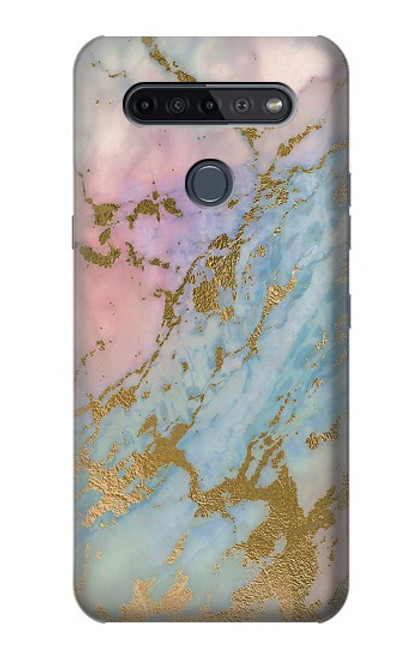 W3717 Rose Gold Blue Pastel Marble Graphic Printed Funda Carcasa Case y Caso Del Tirón Funda para LG K51S