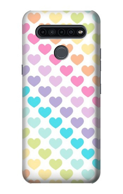 W3499 Colorful Heart Pattern Funda Carcasa Case y Caso Del Tirón Funda para LG K41S