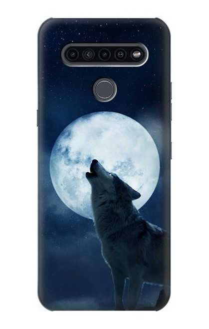 W3693 Grim White Wolf Full Moon Funda Carcasa Case y Caso Del Tirón Funda para LG K41S