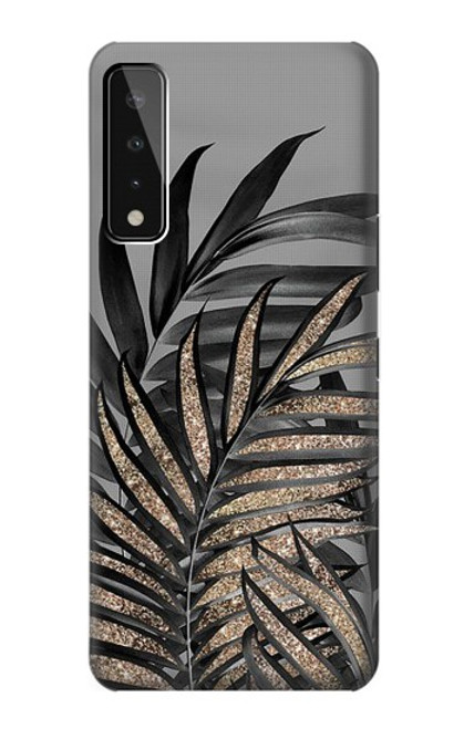 W3692 Gray Black Palm Leaves Funda Carcasa Case y Caso Del Tirón Funda para LG Stylo 7 5G