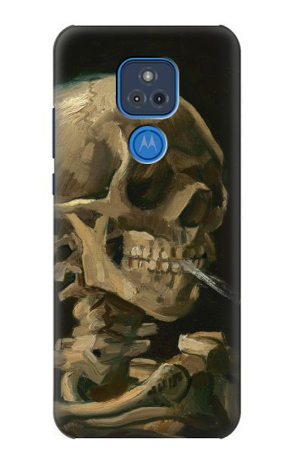 W3358 Vincent Van Gogh Skeleton Cigarette Funda Carcasa Case y Caso Del Tirón Funda para Motorola Moto G Play (2021)